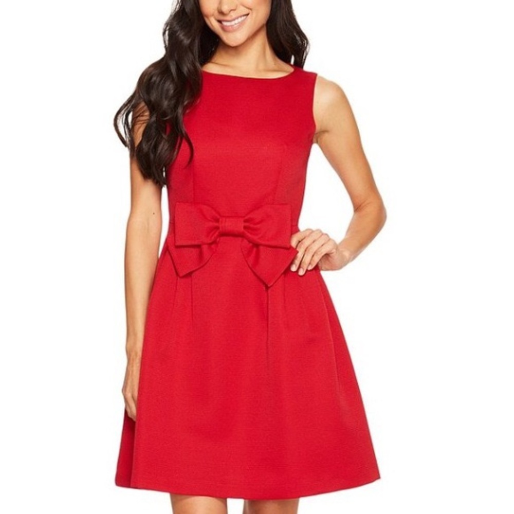 Red Tahari dress with bow